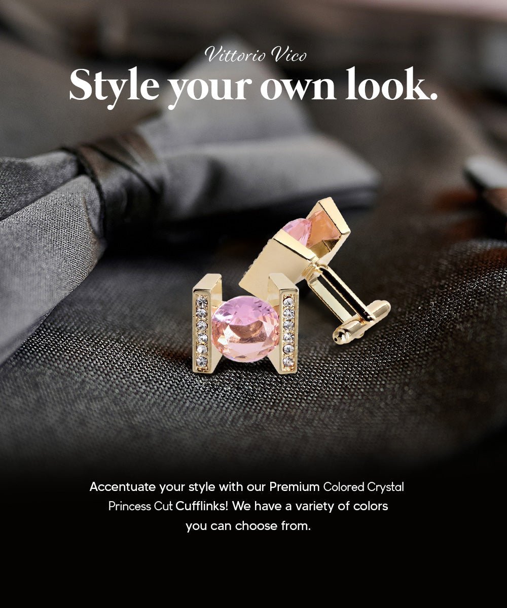 Bling Colorstone Cufflinks with Princess Setting in a Box by Vittorio Vico (CL14XX) (cl - 1412) for Independent Retail Stores by Dubal Brothers