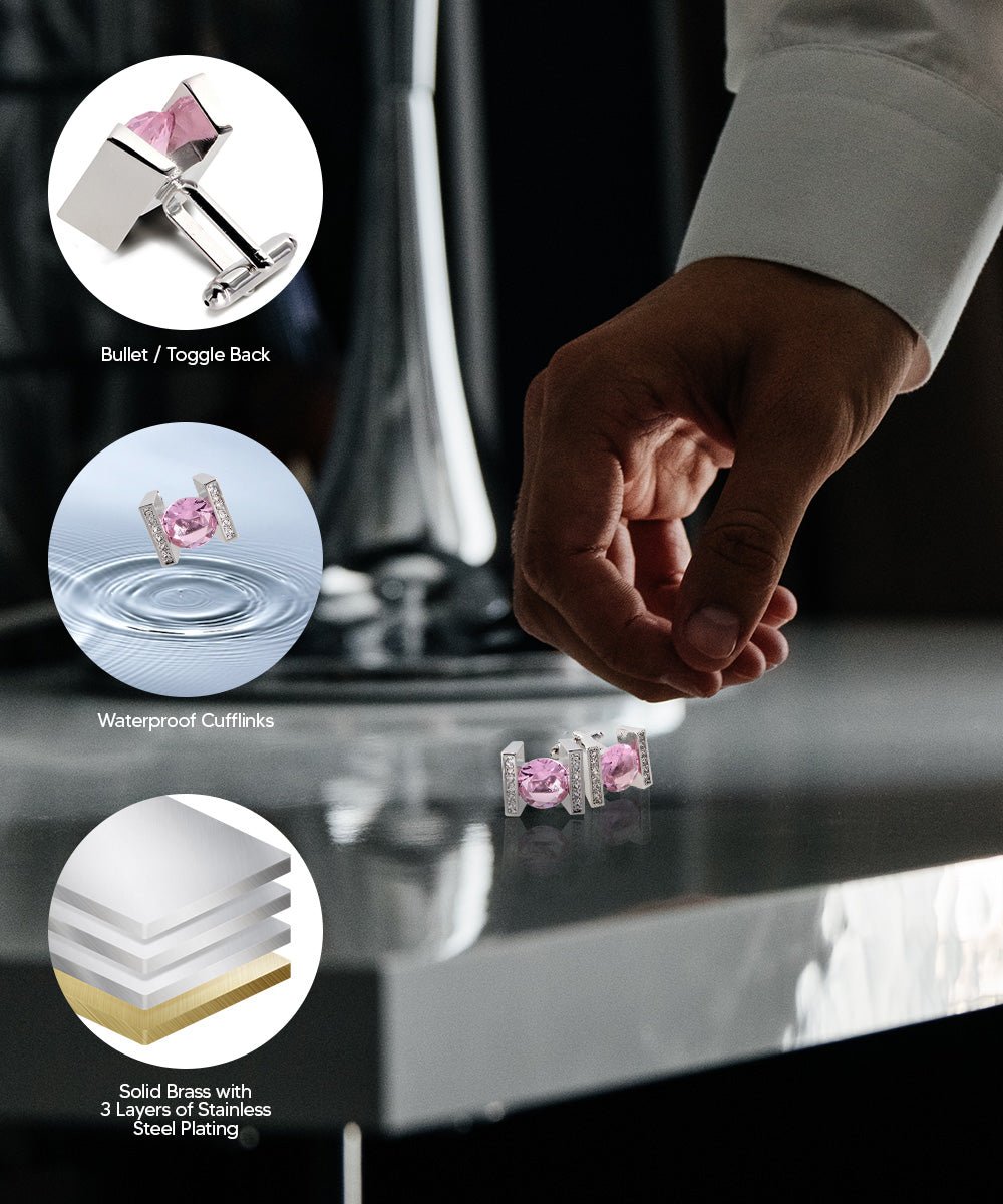 Bling Colorstone Cufflinks with Princess Setting in a Box by Vittorio Vico (CL14XX) (cl - 1413) for Independent Retail Stores by Dubal Brothers