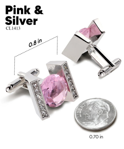 Bling Colorstone Cufflinks with Princess Setting in a Box by Vittorio Vico (CL14XX) (cl - 1413) for Independent Retail Stores by Dubal Brothers