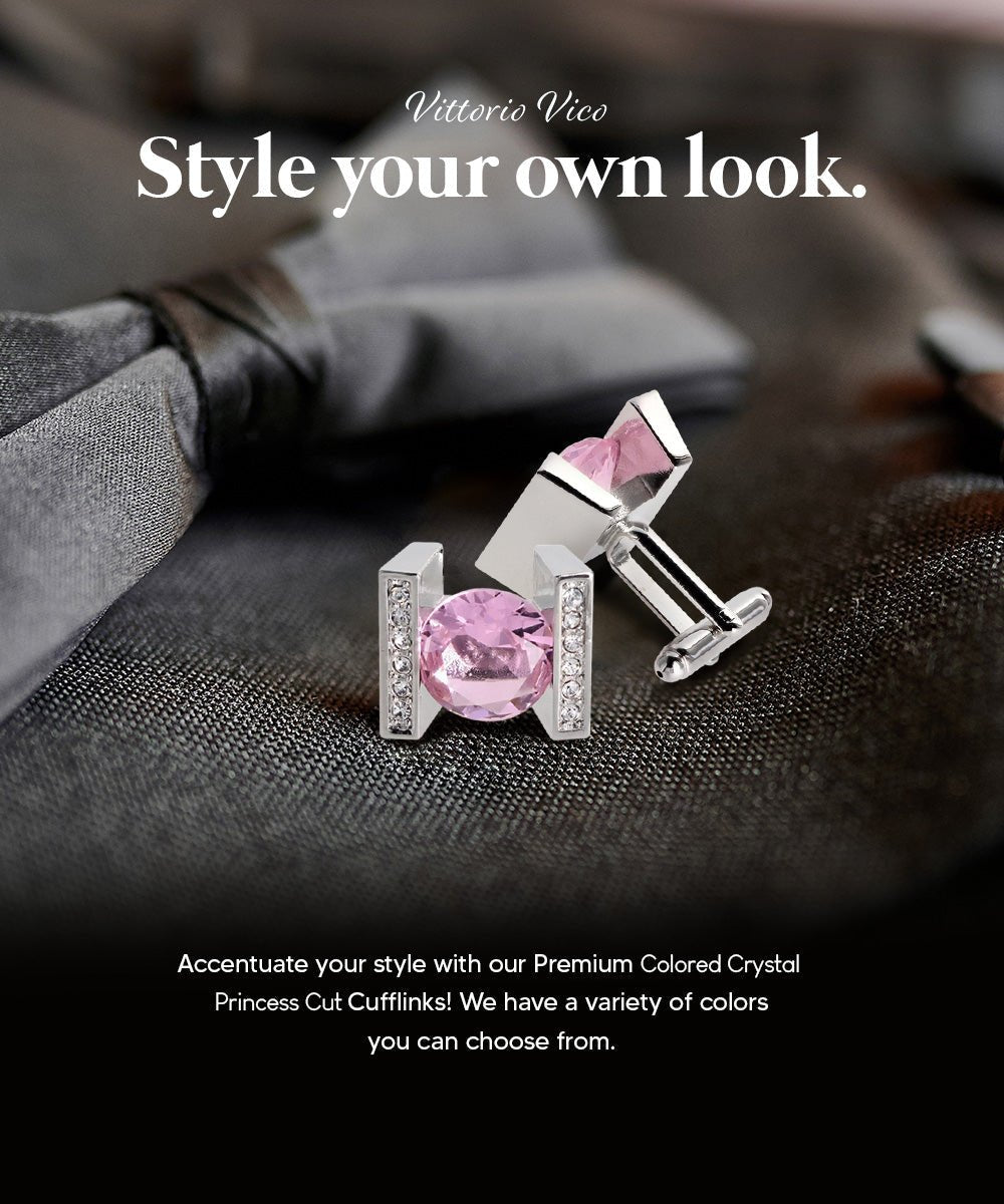 Bling Colorstone Cufflinks with Princess Setting in a Box by Vittorio Vico (CL14XX) (cl - 1413) for Independent Retail Stores by Dubal Brothers