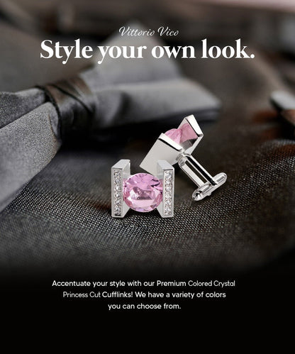 Bling Colorstone Cufflinks with Princess Setting in a Box by Vittorio Vico (CL14XX) (cl - 1413) for Independent Retail Stores by Dubal Brothers