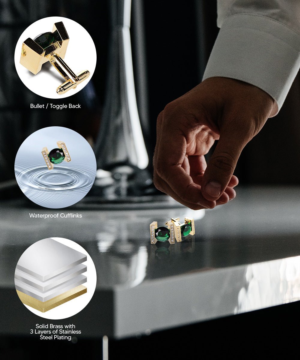 Bling Colorstone Cufflinks with Princess Setting in a Box by Vittorio Vico (CL14XX) (cl - 1414) for Independent Retail Stores by Dubal Brothers