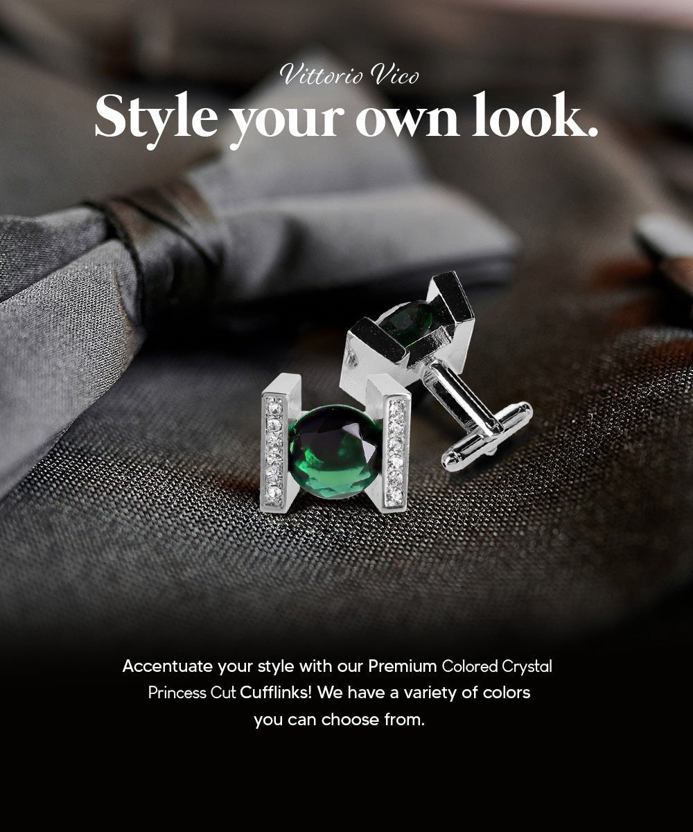 Bling Colorstone Cufflinks with Princess Setting in a Box by Vittorio Vico (CL14XX) (cl - 1415) for Independent Retail Stores by Dubal Brothers