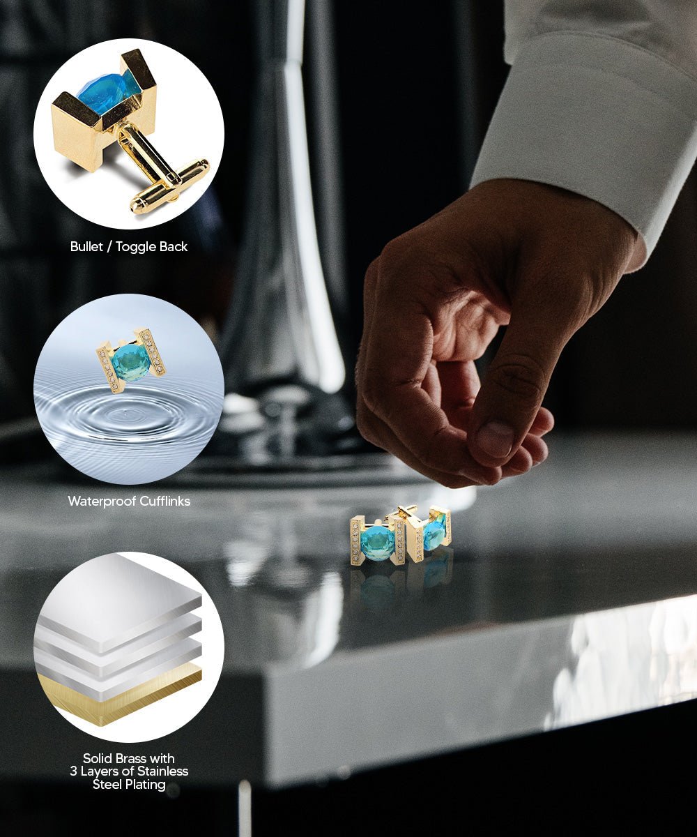Bling Colorstone Cufflinks with Princess Setting in a Box by Vittorio Vico (CL14XX) (cl - 1416) for Independent Retail Stores by Dubal Brothers
