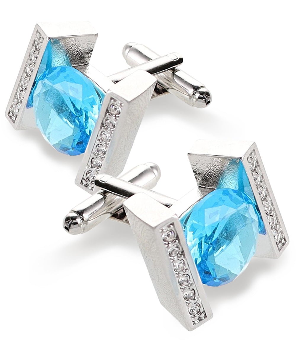 Bling Colorstone Cufflinks with Princess Setting in a Box by Vittorio Vico (CL14XX) (cl - 1417) for Independent Retail Stores by Dubal Brothers