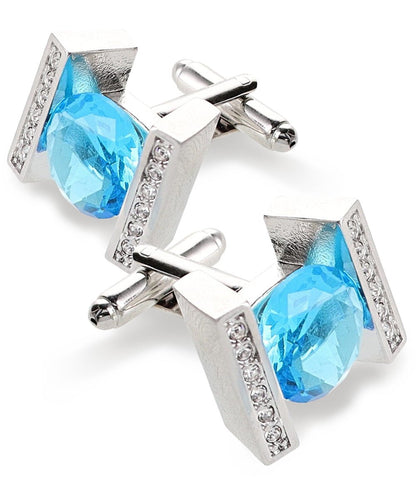 Bling Colorstone Cufflinks with Princess Setting in a Box by Vittorio Vico (CL14XX) (cl - 1417) for Independent Retail Stores by Dubal Brothers