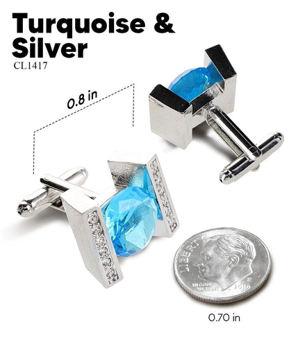 Bling Colorstone Cufflinks with Princess Setting in a Box by Vittorio Vico (CL14XX) (cl - 1417) for Independent Retail Stores by Dubal Brothers