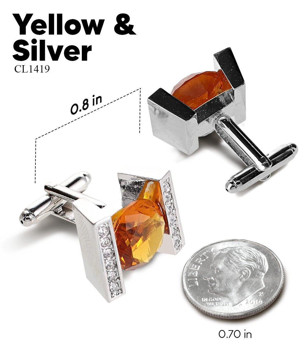 Bling Colorstone Cufflinks with Princess Setting in a Box by Vittorio Vico (CL14XX) (cl - 1419) for Independent Retail Stores by Dubal Brothers