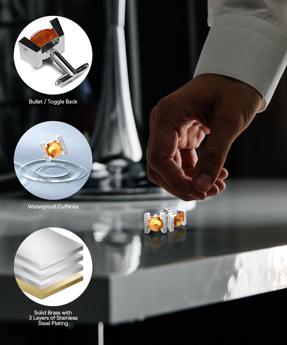 Bling Colorstone Cufflinks with Princess Setting in a Box by Vittorio Vico (CL14XX) (cl - 1419) for Independent Retail Stores by Dubal Brothers