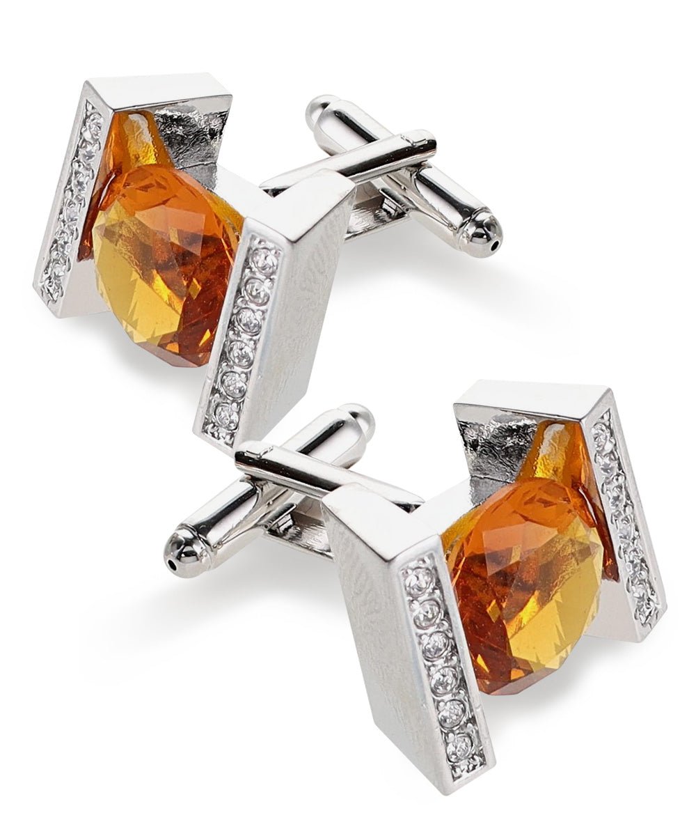 Bling Colorstone Cufflinks with Princess Setting in a Box by Vittorio Vico (CL14XX) (cl - 1419) for Independent Retail Stores by Dubal Brothers