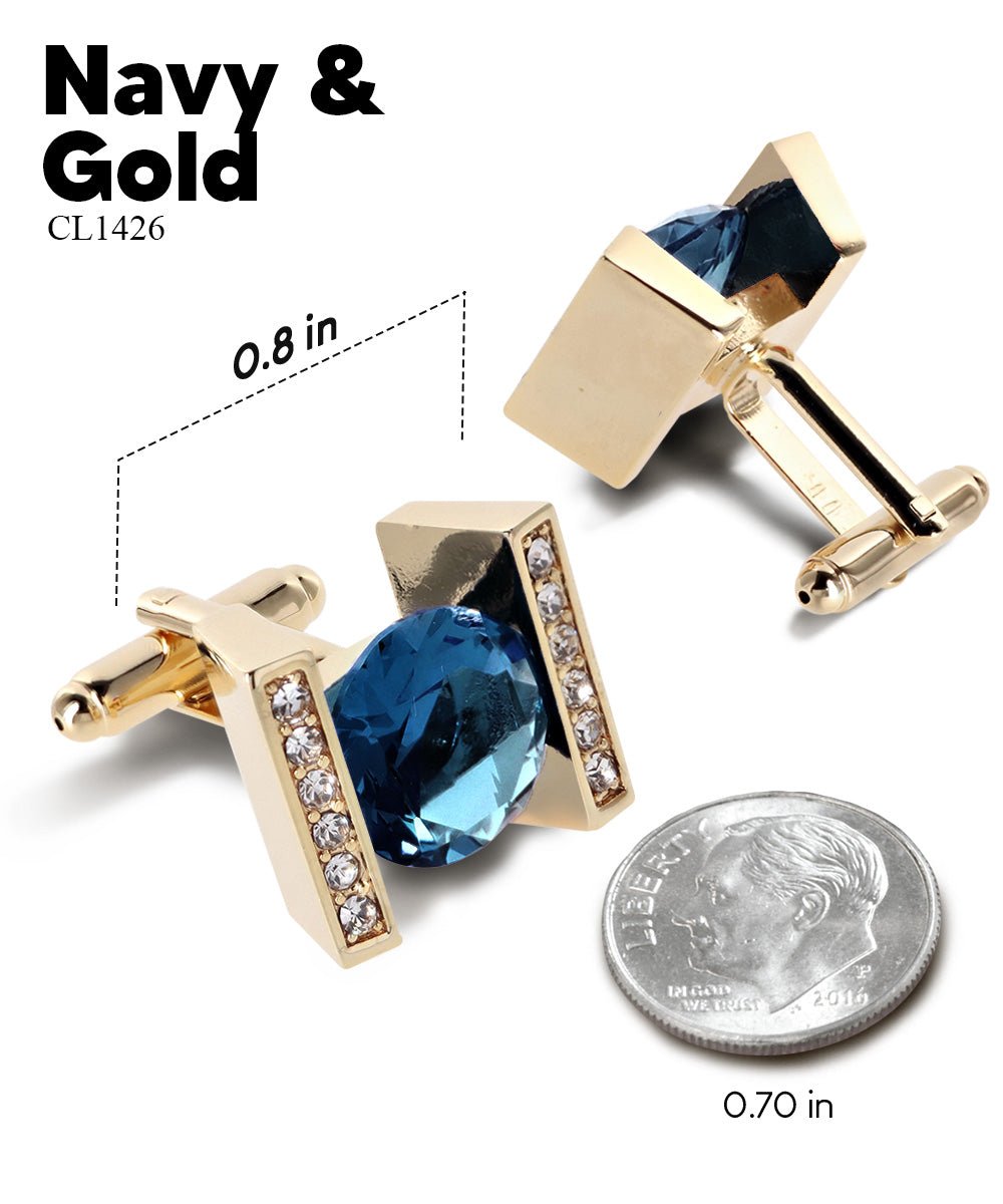 Bling Colorstone Cufflinks with Princess Setting in a Box by Vittorio Vico (CL14XX) (cl - 1426) for Independent Retail Stores by Dubal Brothers