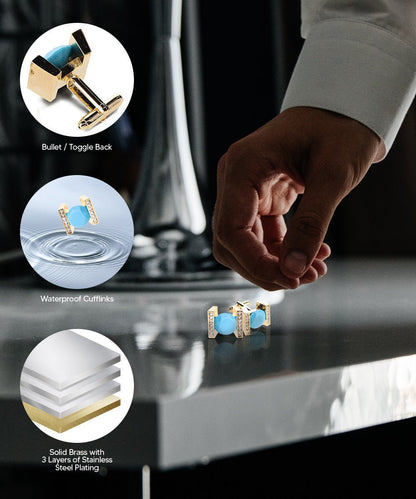 Bling Colorstone Cufflinks with Princess Setting in a Box by Vittorio Vico (CL14XX) (cl - 1440) for Independent Retail Stores by Dubal Brothers