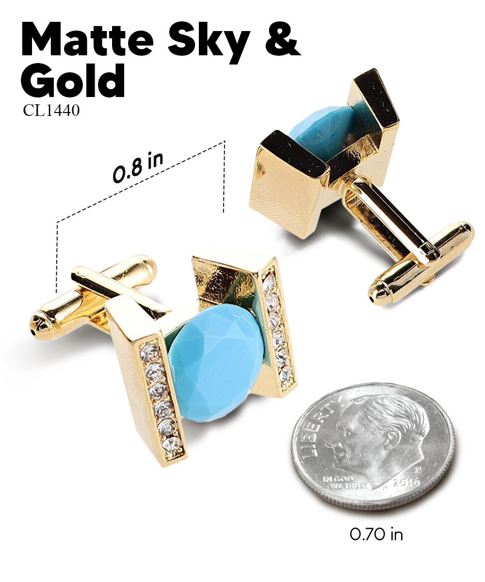 Bling Colorstone Cufflinks with Princess Setting in a Box by Vittorio Vico (CL14XX) (cl - 1440) for Independent Retail Stores by Dubal Brothers