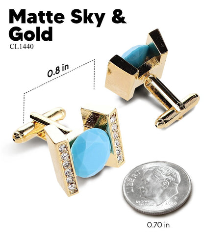 Bling Colorstone Cufflinks with Princess Setting in a Box by Vittorio Vico (CL14XX) (cl - 1440) for Independent Retail Stores by Dubal Brothers