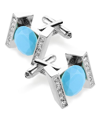 Bling Colorstone Cufflinks with Princess Setting in a Box by Vittorio Vico (CL14XX) (cl - 1441) for Independent Retail Stores by Dubal Brothers