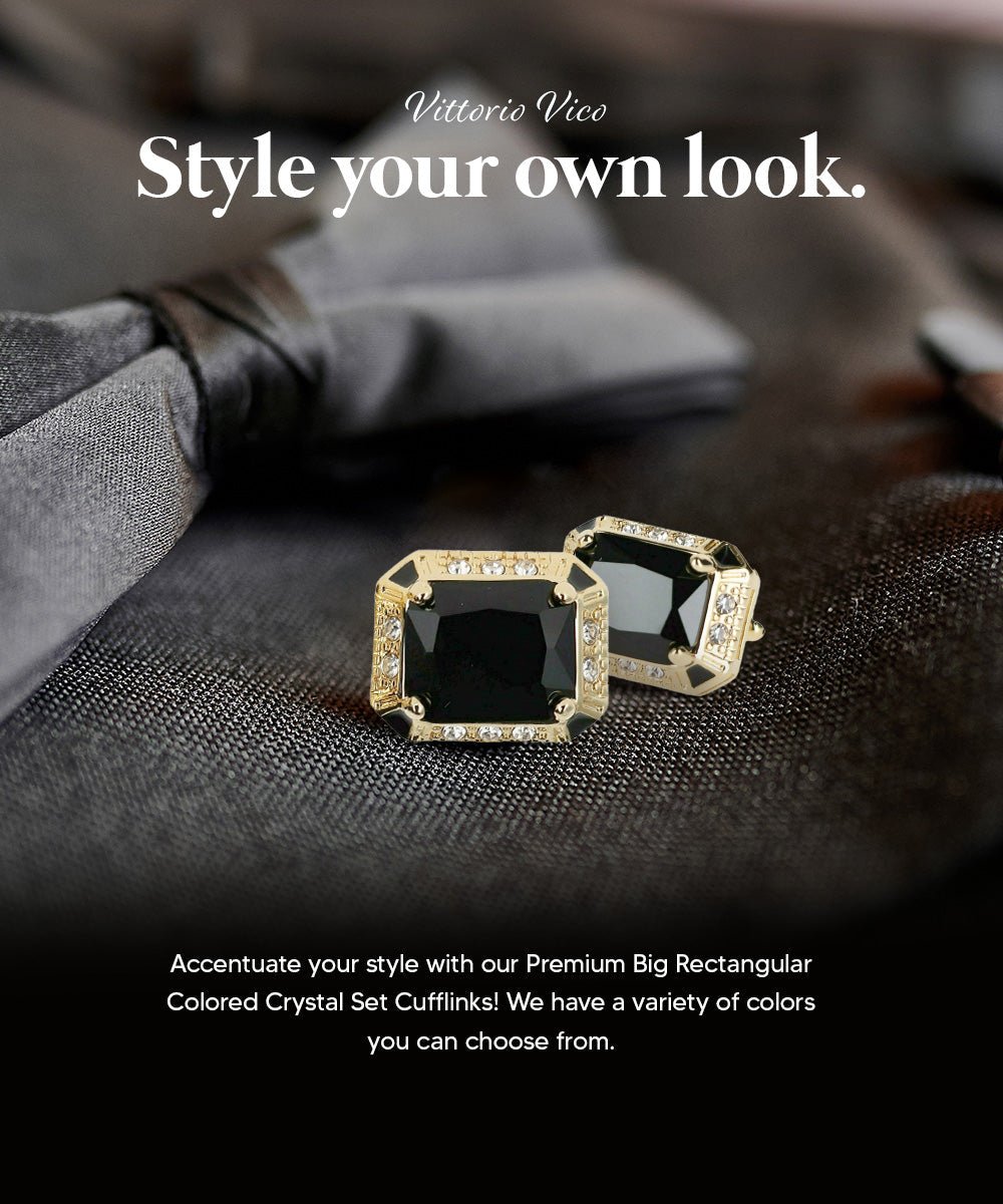 BLING Colorstone Cufflinks with Rectangular Crystal in a Box by Vittorio Vico (CL73XX) (CL - 7300) for Independent Retail Stores by Dubal Brothers