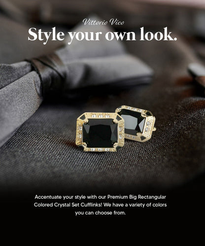 BLING Colorstone Cufflinks with Rectangular Crystal in a Box by Vittorio Vico (CL73XX) (CL - 7300) for Independent Retail Stores by Dubal Brothers