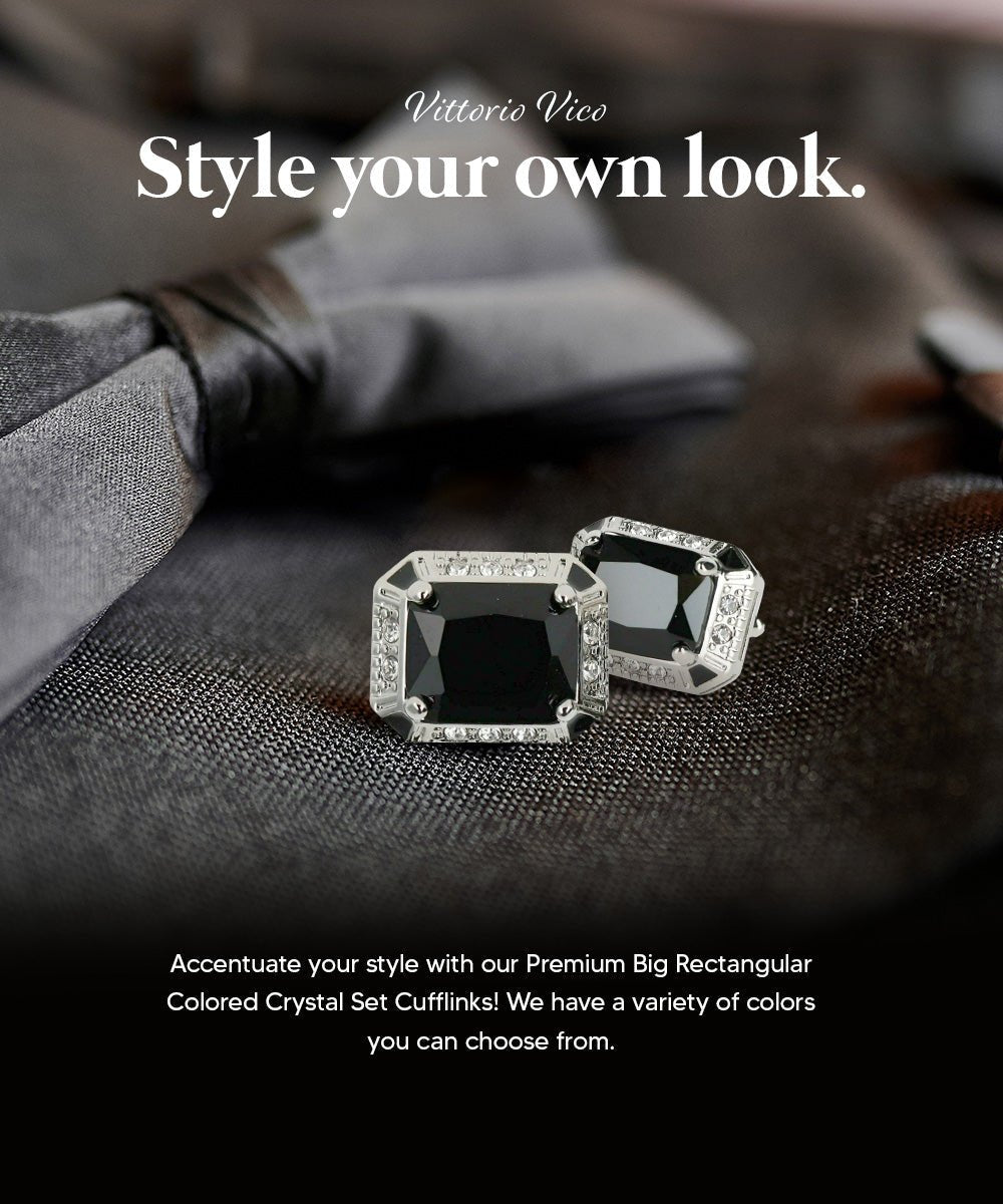BLING Colorstone Cufflinks with Rectangular Crystal in a Box by Vittorio Vico (CL73XX) (CL - 7301) for Independent Retail Stores by Dubal Brothers