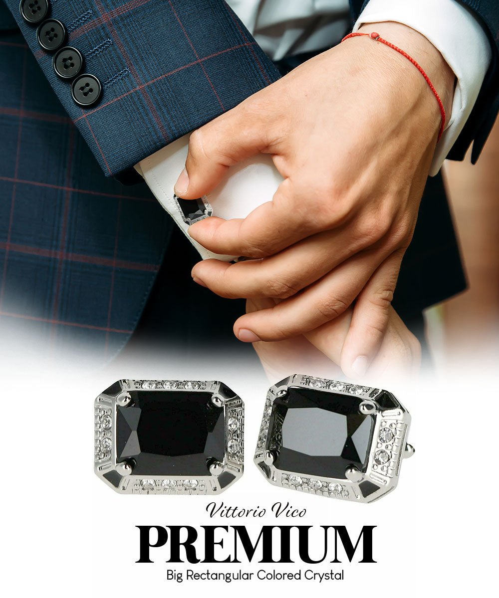 BLING Colorstone Cufflinks with Rectangular Crystal in a Box by Vittorio Vico (CL73XX) (CL - 7301) for Independent Retail Stores by Dubal Brothers
