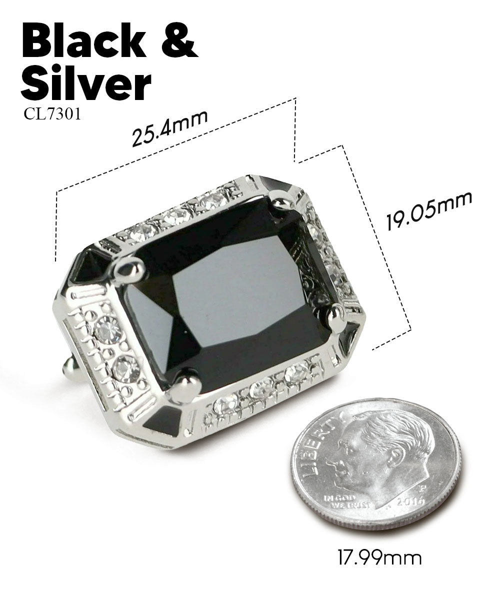 BLING Colorstone Cufflinks with Rectangular Crystal in a Box by Vittorio Vico (CL73XX) (CL - 7301) for Independent Retail Stores by Dubal Brothers
