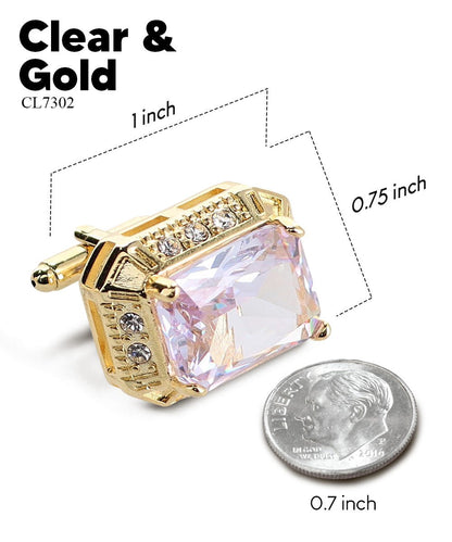 BLING Colorstone Cufflinks with Rectangular Crystal in a Box by Vittorio Vico (CL73XX) (CL - 7302) for Independent Retail Stores by Dubal Brothers