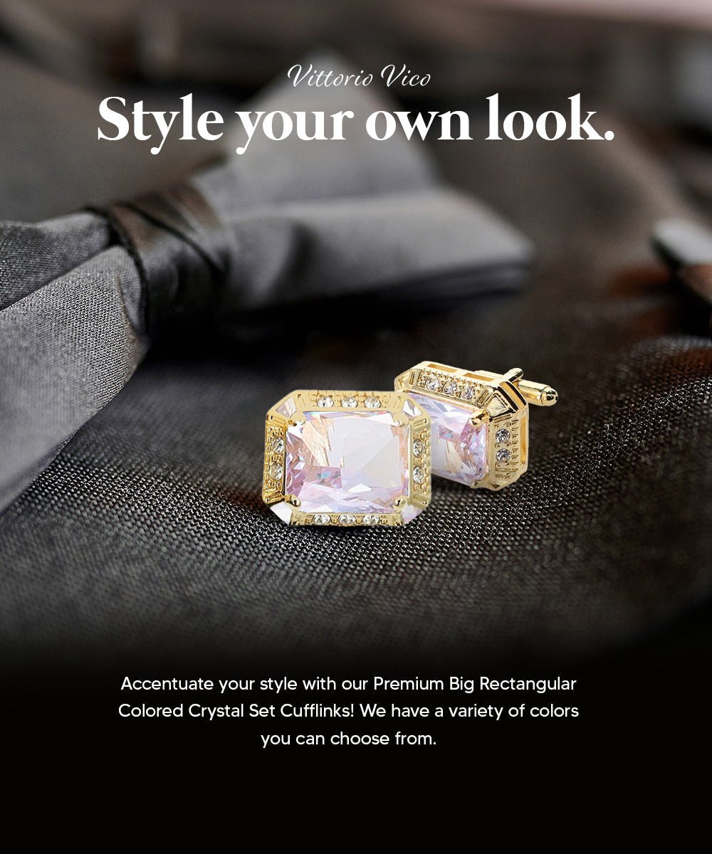 BLING Colorstone Cufflinks with Rectangular Crystal in a Box by Vittorio Vico (CL73XX) (CL - 7302) for Independent Retail Stores by Dubal Brothers
