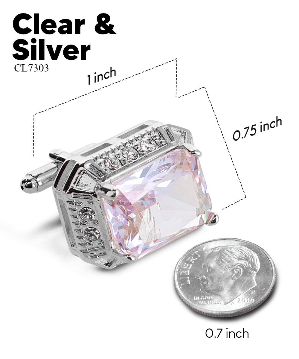 BLING Colorstone Cufflinks with Rectangular Crystal in a Box by Vittorio Vico (CL73XX) (CL - 7303) for Independent Retail Stores by Dubal Brothers
