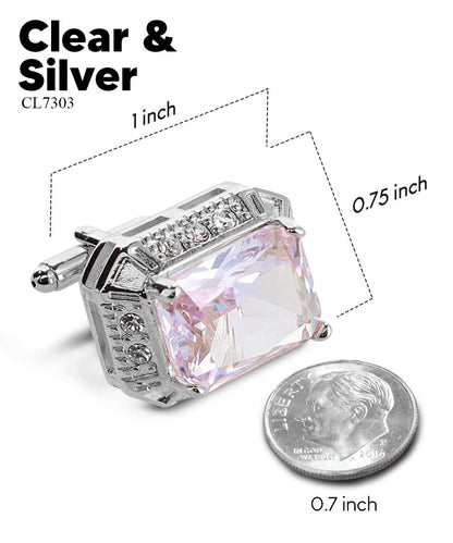 BLING Colorstone Cufflinks with Rectangular Crystal in a Box by Vittorio Vico (CL73XX) (CL - 7303) for Independent Retail Stores by Dubal Brothers