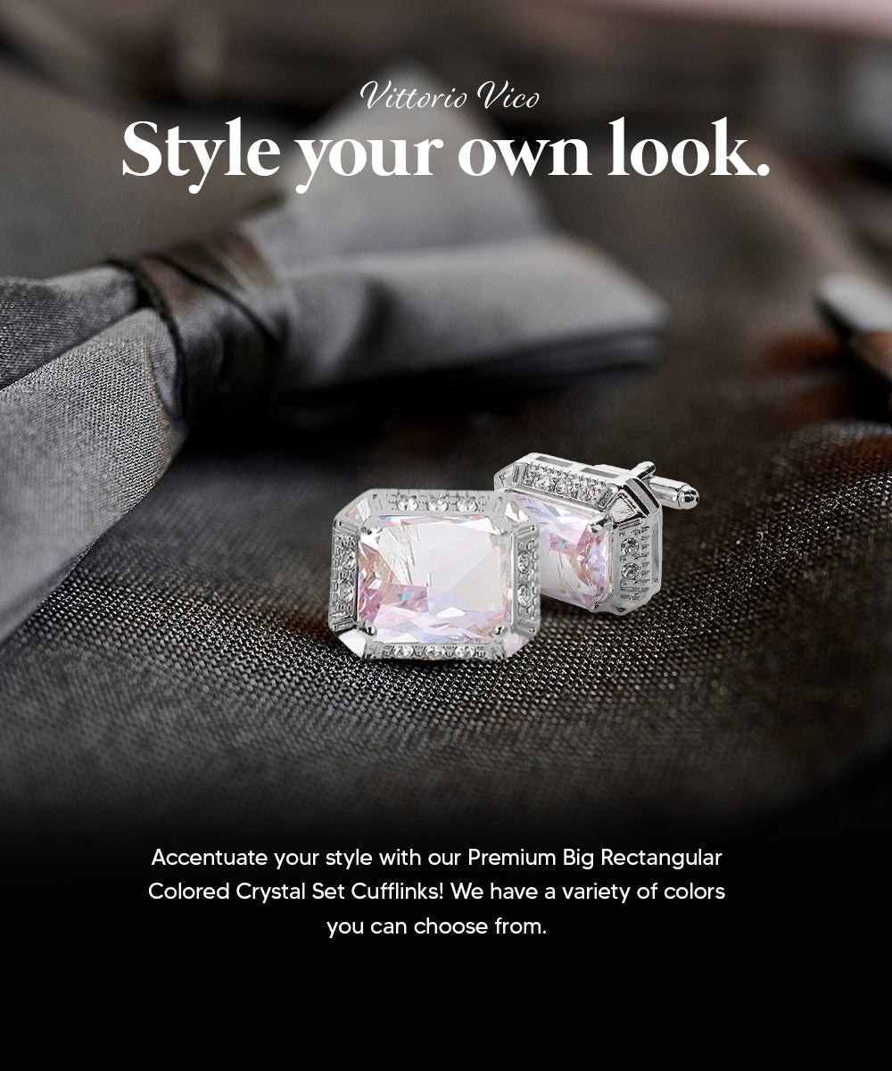 BLING Colorstone Cufflinks with Rectangular Crystal in a Box by Vittorio Vico (CL73XX) (CL - 7303) for Independent Retail Stores by Dubal Brothers