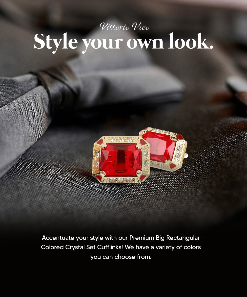 BLING Colorstone Cufflinks with Rectangular Crystal in a Box by Vittorio Vico (CL73XX) (CL - 7304) for Independent Retail Stores by Dubal Brothers