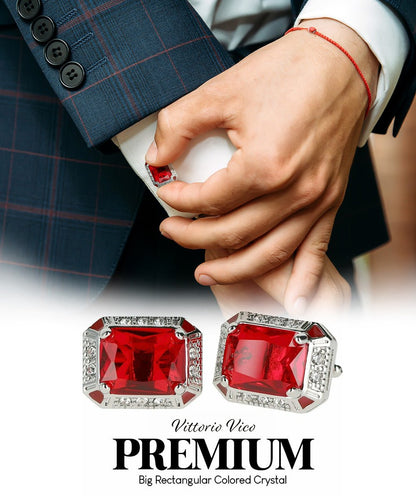 BLING Colorstone Cufflinks with Rectangular Crystal in a Box by Vittorio Vico (CL73XX) (CL - 7305) for Independent Retail Stores by Dubal Brothers