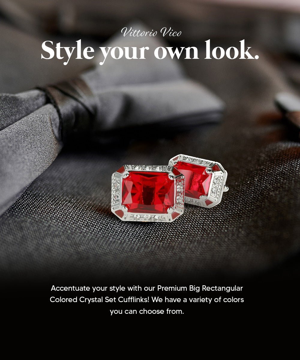 BLING Colorstone Cufflinks with Rectangular Crystal in a Box by Vittorio Vico (CL73XX) (CL - 7305) for Independent Retail Stores by Dubal Brothers