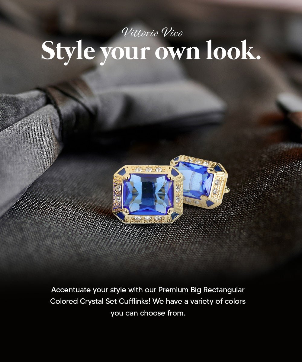 BLING Colorstone Cufflinks with Rectangular Crystal in a Box by Vittorio Vico (CL73XX) (CL - 7306) for Independent Retail Stores by Dubal Brothers