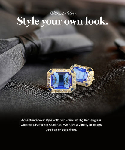 BLING Colorstone Cufflinks with Rectangular Crystal in a Box by Vittorio Vico (CL73XX) (CL - 7306) for Independent Retail Stores by Dubal Brothers