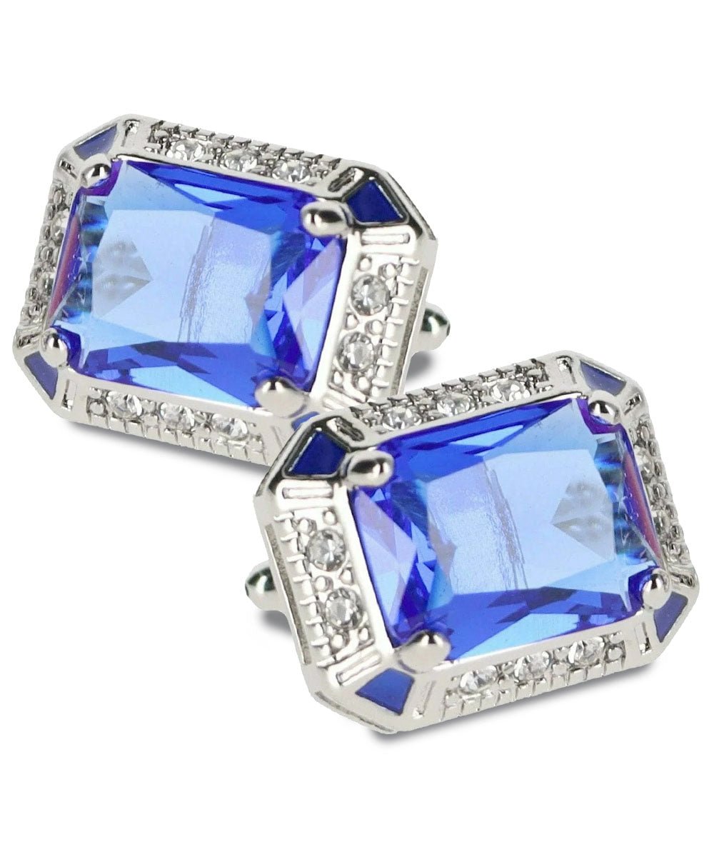 BLING Colorstone Cufflinks with Rectangular Crystal in a Box by Vittorio Vico (CL73XX) (CL - 7307) for Independent Retail Stores by Dubal Brothers