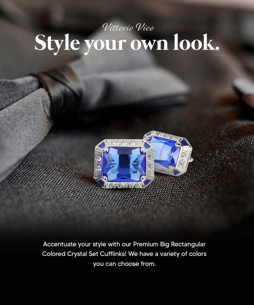 BLING Colorstone Cufflinks with Rectangular Crystal in a Box by Vittorio Vico (CL73XX) (CL - 7307) for Independent Retail Stores by Dubal Brothers