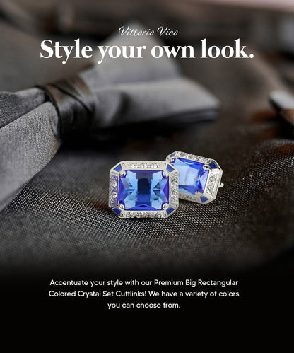 BLING Colorstone Cufflinks with Rectangular Crystal in a Box by Vittorio Vico (CL73XX) (CL - 7307) for Independent Retail Stores by Dubal Brothers