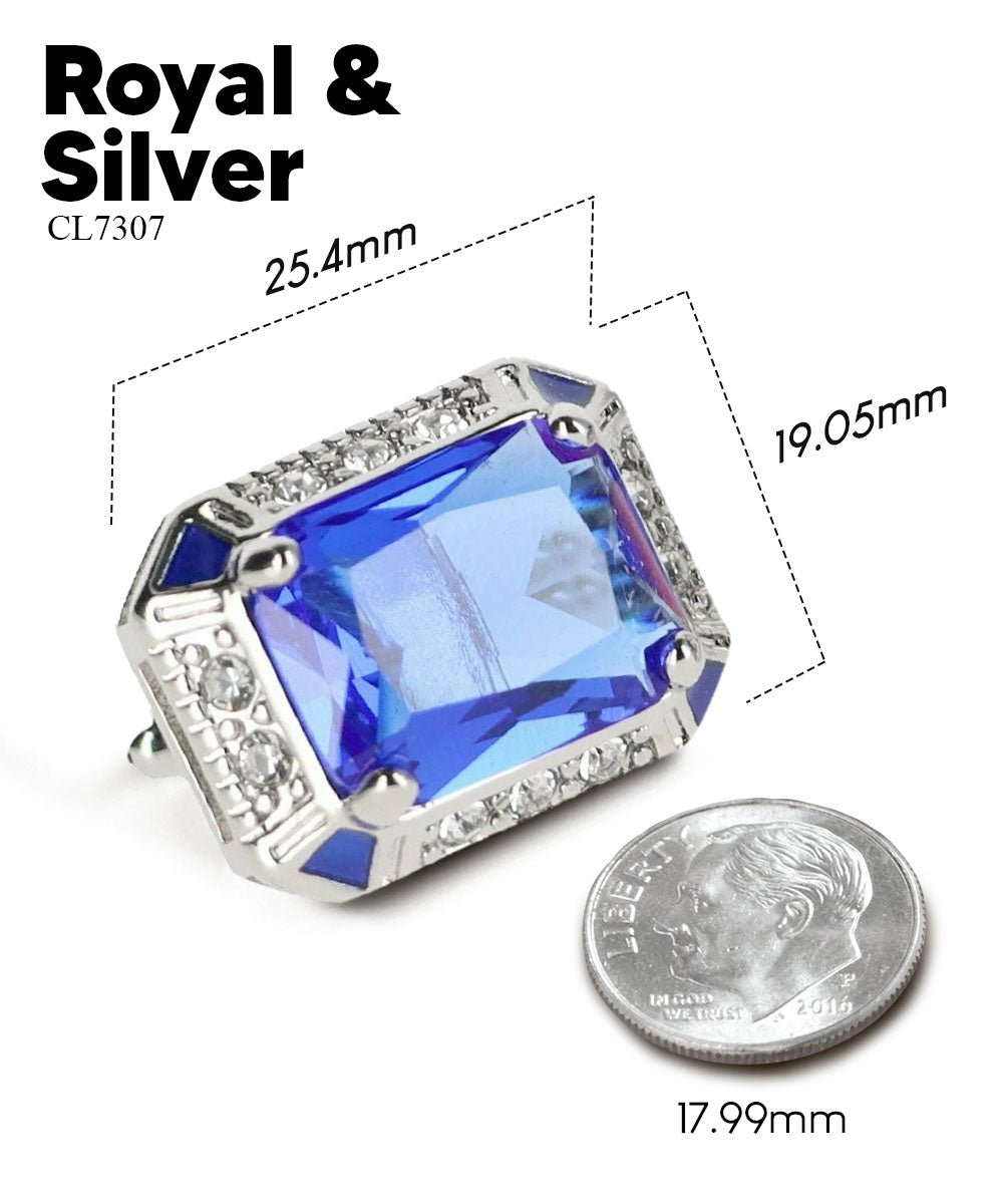 BLING Colorstone Cufflinks with Rectangular Crystal in a Box by Vittorio Vico (CL73XX) (CL - 7307) for Independent Retail Stores by Dubal Brothers