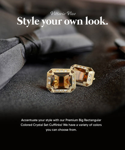 BLING Colorstone Cufflinks with Rectangular Crystal in a Box by Vittorio Vico (CL73XX) (CL - 7308) for Independent Retail Stores by Dubal Brothers