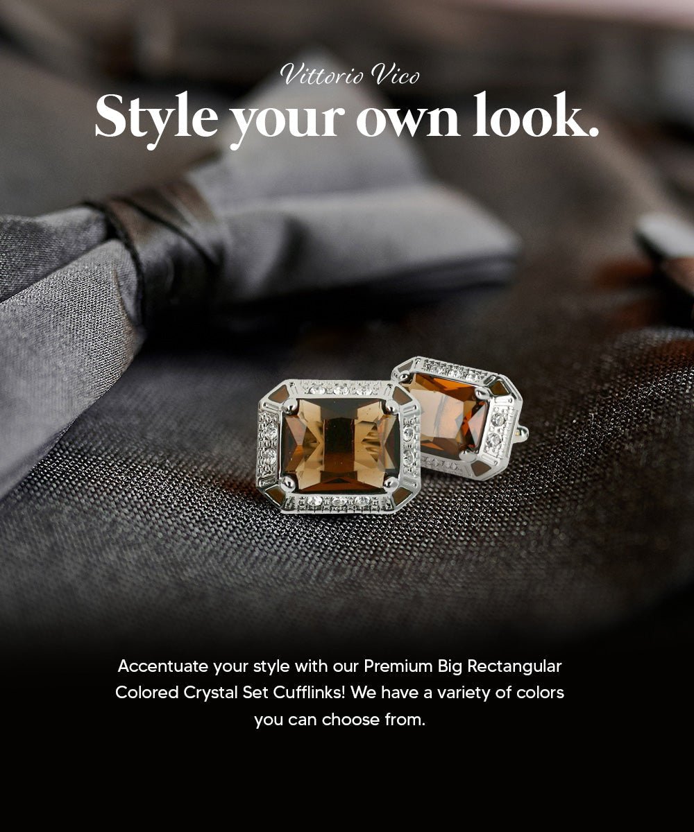 BLING Colorstone Cufflinks with Rectangular Crystal in a Box by Vittorio Vico (CL73XX) (CL - 7309) for Independent Retail Stores by Dubal Brothers