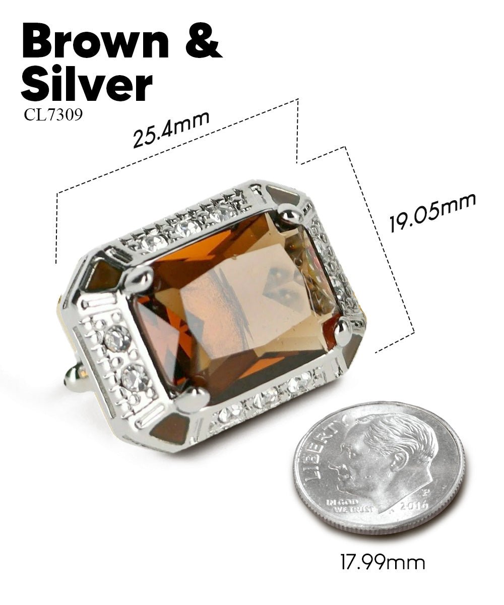 BLING Colorstone Cufflinks with Rectangular Crystal in a Box by Vittorio Vico (CL73XX) (CL - 7309) for Independent Retail Stores by Dubal Brothers