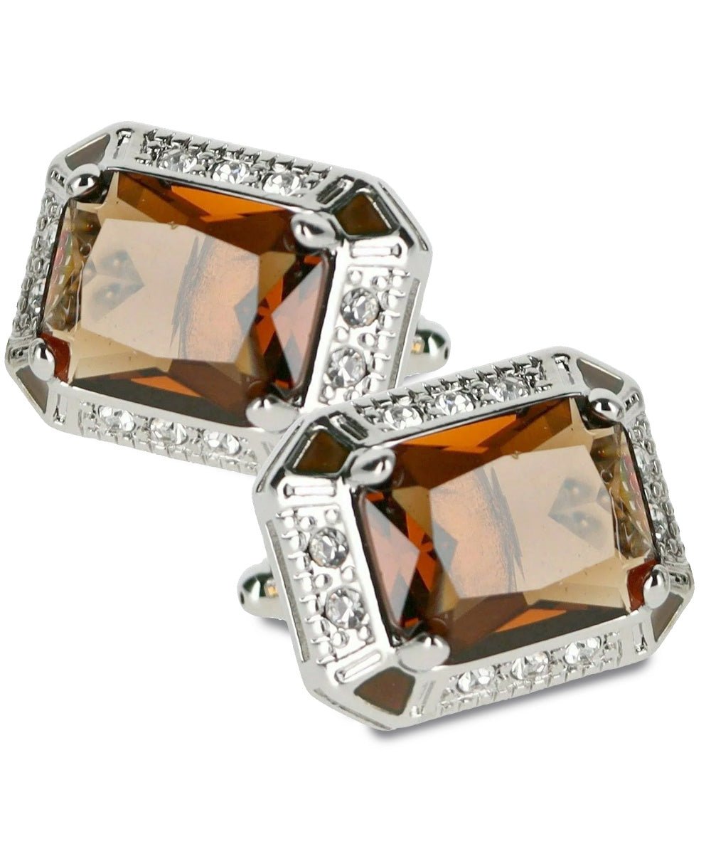 BLING Colorstone Cufflinks with Rectangular Crystal in a Box by Vittorio Vico (CL73XX) (CL - 7309) for Independent Retail Stores by Dubal Brothers