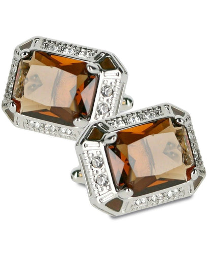 BLING Colorstone Cufflinks with Rectangular Crystal in a Box by Vittorio Vico (CL73XX) (CL - 7309) for Independent Retail Stores by Dubal Brothers