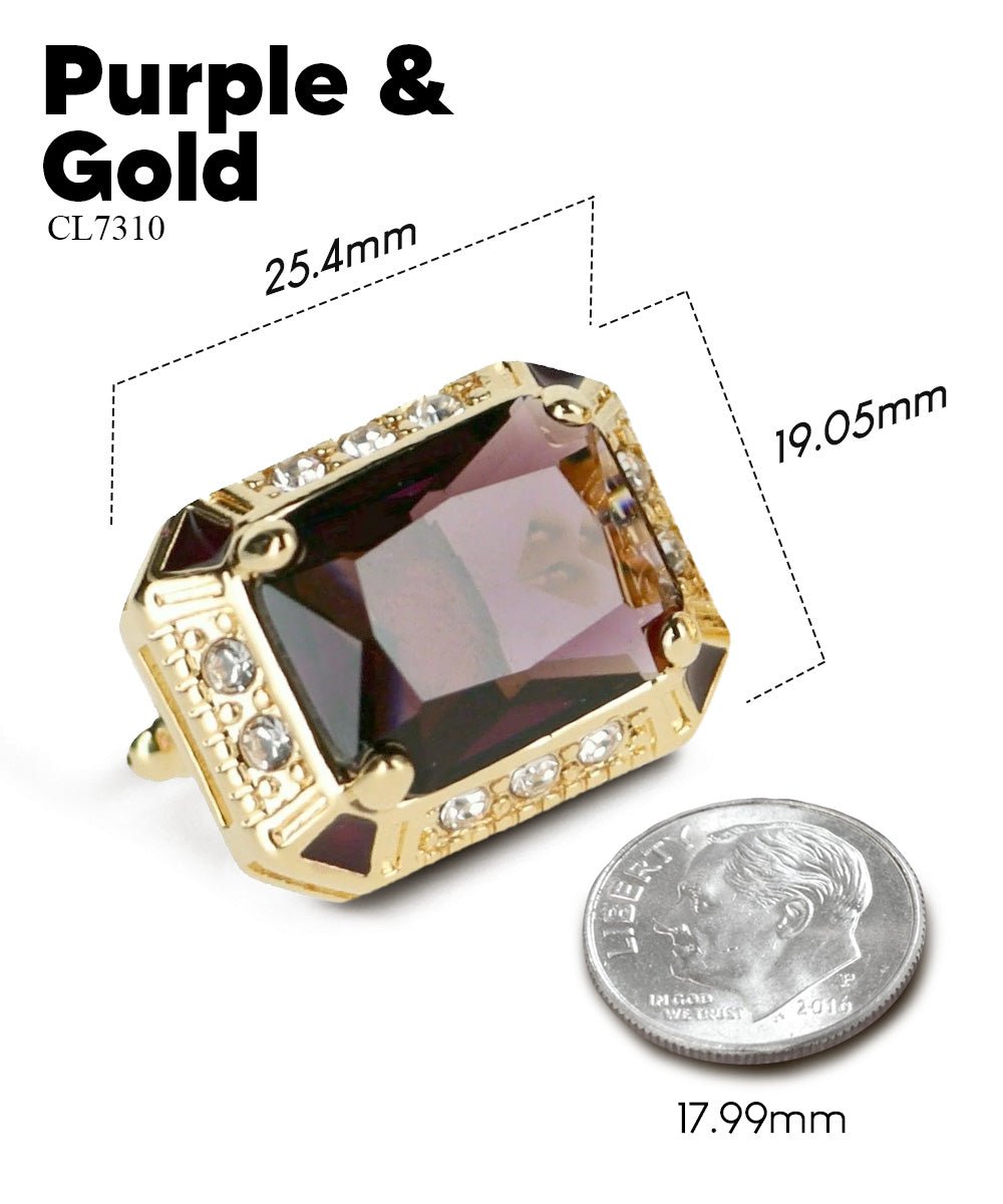 BLING Colorstone Cufflinks with Rectangular Crystal in a Box by Vittorio Vico (CL73XX) (CL - 7310) for Independent Retail Stores by Dubal Brothers