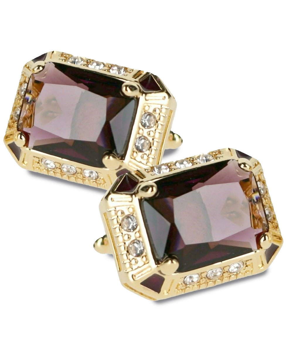 BLING Colorstone Cufflinks with Rectangular Crystal in a Box by Vittorio Vico (CL73XX) (CL - 7310) for Independent Retail Stores by Dubal Brothers