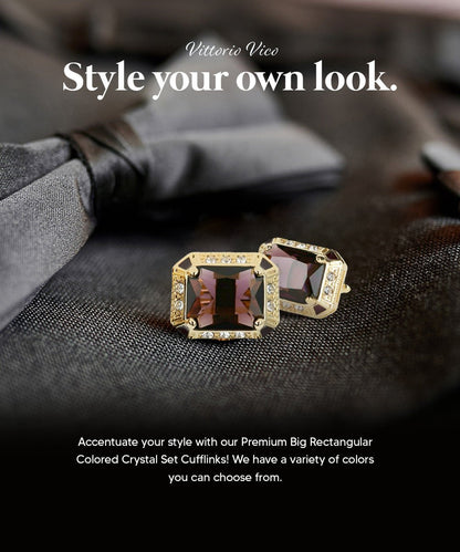 BLING Colorstone Cufflinks with Rectangular Crystal in a Box by Vittorio Vico (CL73XX) (CL - 7310) for Independent Retail Stores by Dubal Brothers