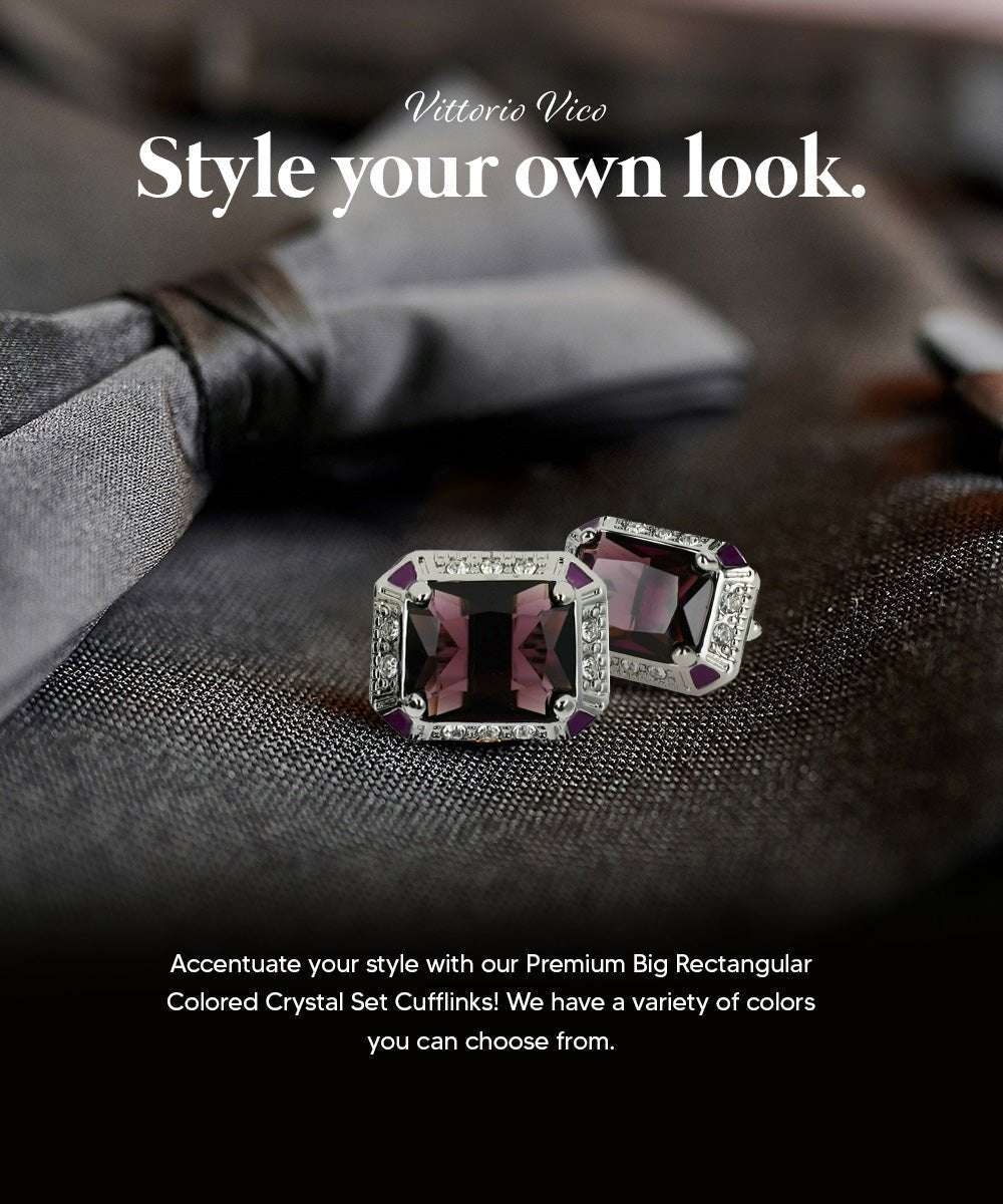 BLING Colorstone Cufflinks with Rectangular Crystal in a Box by Vittorio Vico (CL73XX) (CL - 7311) for Independent Retail Stores by Dubal Brothers