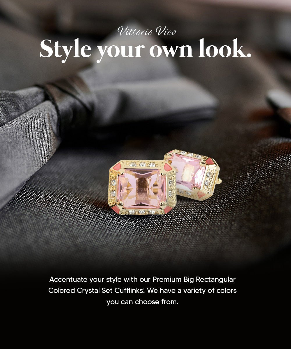 BLING Colorstone Cufflinks with Rectangular Crystal in a Box by Vittorio Vico (CL73XX) (CL - 7312) for Independent Retail Stores by Dubal Brothers
