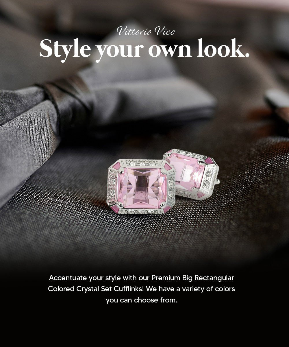 BLING Colorstone Cufflinks with Rectangular Crystal in a Box by Vittorio Vico (CL73XX) (CL - 7313) for Independent Retail Stores by Dubal Brothers