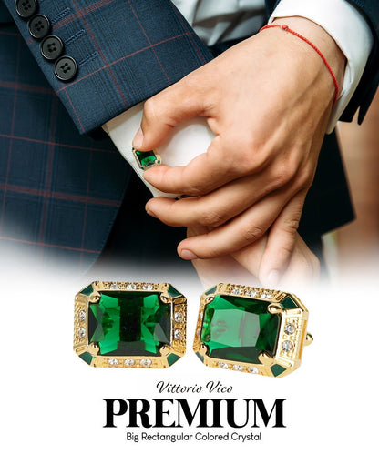 BLING Colorstone Cufflinks with Rectangular Crystal in a Box by Vittorio Vico (CL73XX) (CL - 7314) for Independent Retail Stores by Dubal Brothers